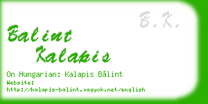 balint kalapis business card