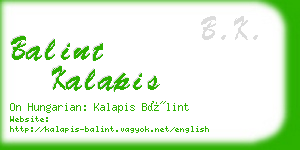 balint kalapis business card